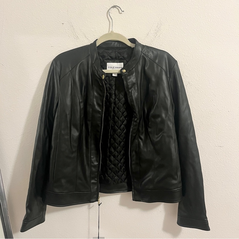 NWT Cole Haan Faux Leather Jacket
